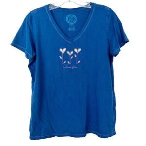 Life is Good Blue Let Love Grow Short Sleeve T Shirt Sz S